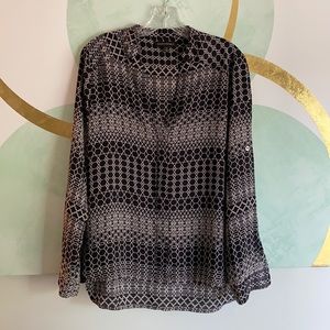 Banana Republic Black-Patterned Collarless Blouse